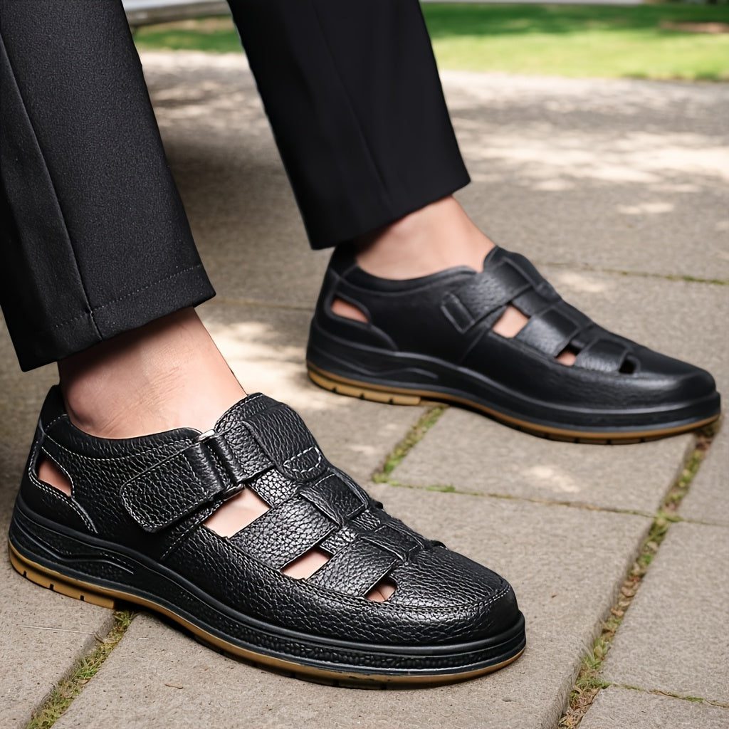 Closed Toe Strappy Leather Sandals for Men - View 2