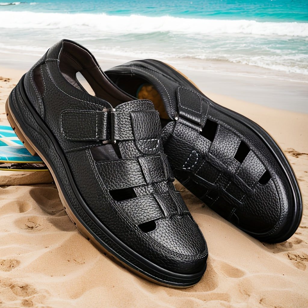 Closed Toe Strappy Leather Sandals for Men - View 3