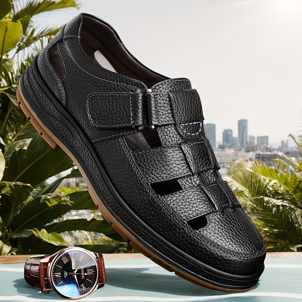 Closed Toe Strappy Leather Sandals for Men - View 4