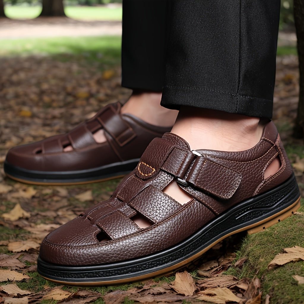 Closed Toe Strappy Leather Sandals for Men - View 6
