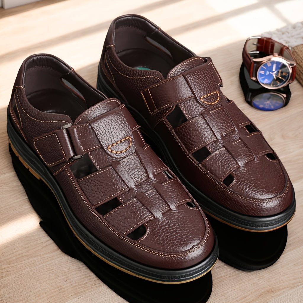 Closed Toe Strappy Leather Sandals for Men - View 7