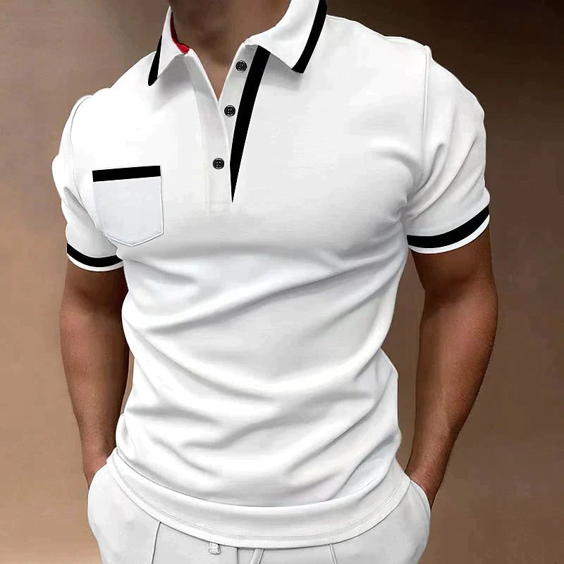Contrast Collar Short Sleeve Polo Shirt for Men