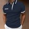 Contrast Collar Short Sleeve Polo Shirt for Men - Navy Blue