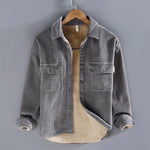 Corduroy Button-Down Overshirt for Men - Gray