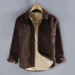 Corduroy Button-Down Overshirt for Men - Brown
