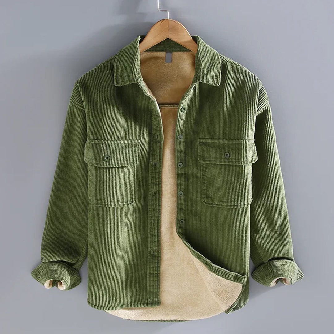 Corduroy Button-Down Overshirt for Men - Green