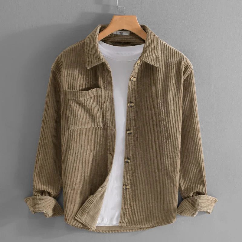 Corduroy Button-Down Shirt for Men - Khaki