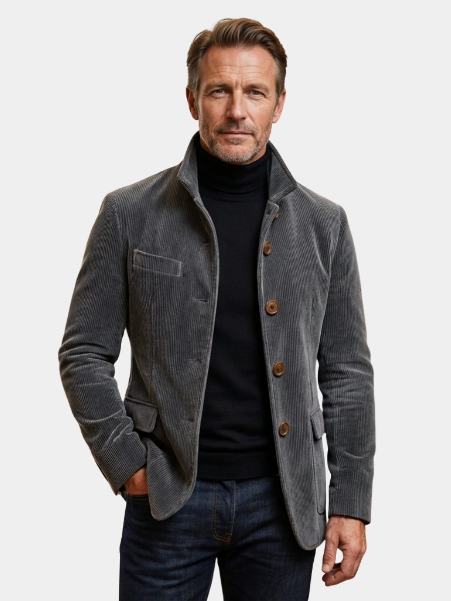 Corduroy Button-Front Blazer for Men