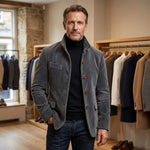 Corduroy Button-Front Blazer for Men - Grey