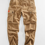 Corduroy Cargo Trousers with Multiple Pockets for Men