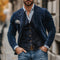 Corduroy Notch Lapel Blazer with Matching Vest for Men