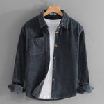 Corduroy Relaxed Fit Overshirt for Men - Navy Blue