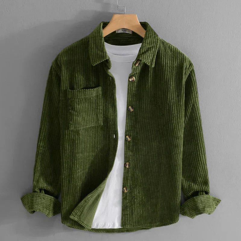 Corduroy Relaxed Fit Overshirt for Men - Green