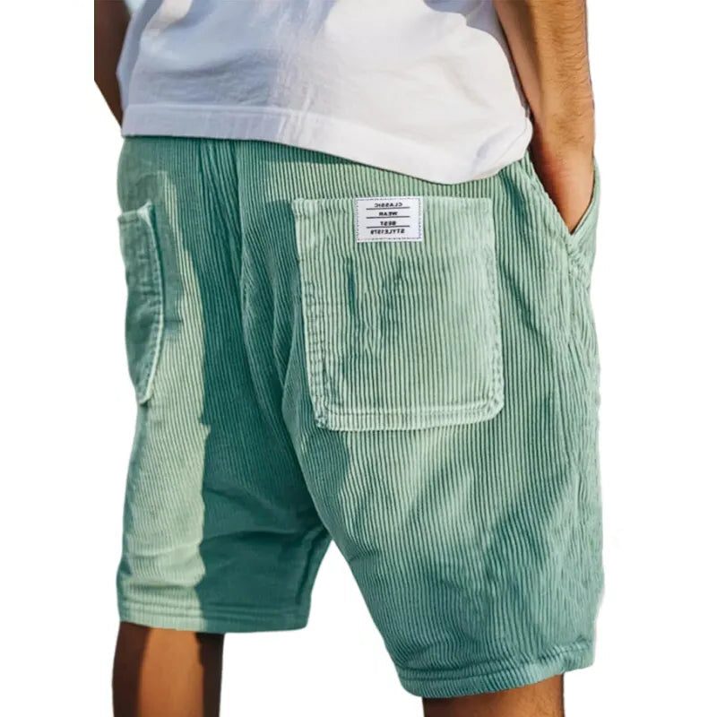Corduroy Shorts with Welt Pockets for Men - Green