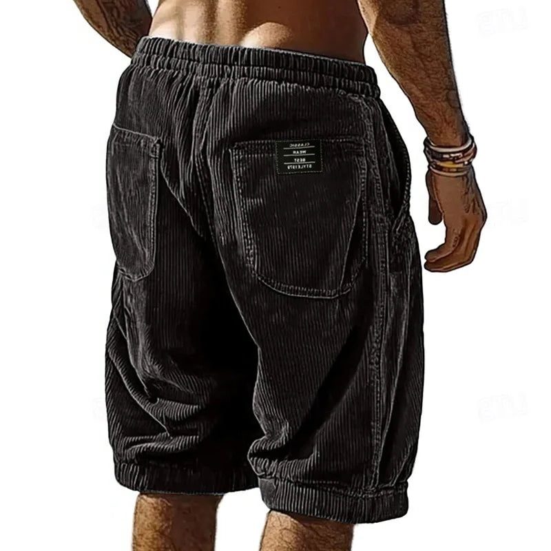 Corduroy Welt Pocket Shorts for Men - Black