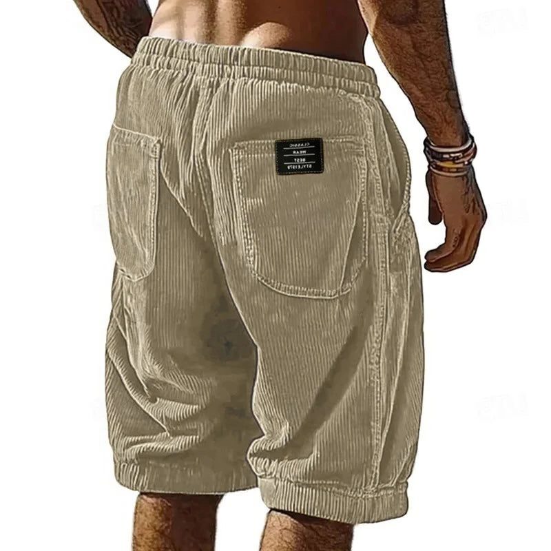Corduroy Welt Pocket Shorts for Men - Khaki