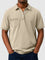 Cotton-Denim Chest Pocket Polo Shirt for Men - Khaki