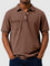 Cotton-Denim Chest Pocket Polo Shirt for Men - Brown