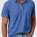 Cotton-Denim Short Sleeve Polo Shirt for Men