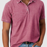 Cotton-Denim Short Sleeve Polo Shirt for Men - Pink