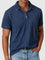 Cotton-Denim Short Sleeve Polo Shirt for Men - Navy Blue