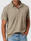 Cotton-Denim Short Sleeve Polo Shirt for Men - Khaki