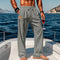 Cotton Drawstring Straight Leg Trousers for Men - Gray