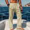 Cotton Drawstring Straight Leg Trousers for Men - Khaki