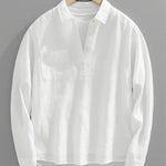 Cotton-Linen Popover Shirt for Men - White