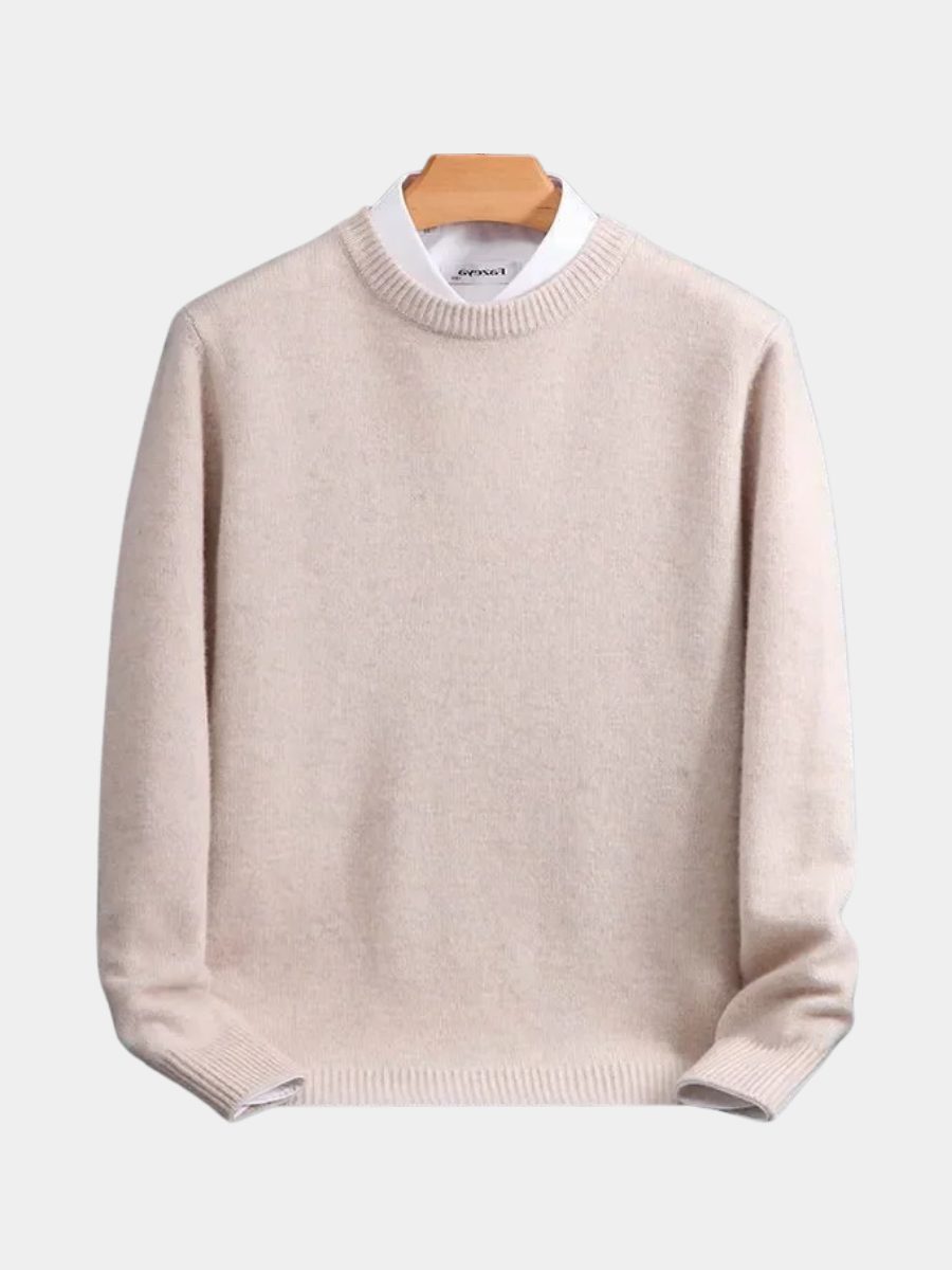 Crew Neck Ribbed Knit Jumper for Men