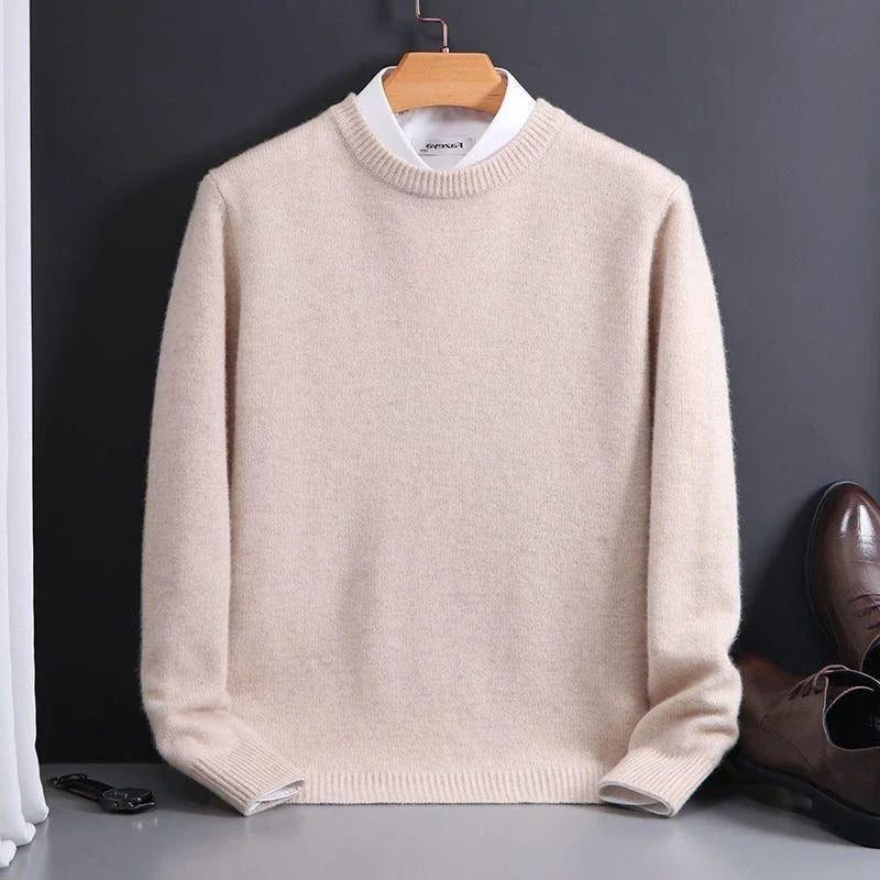 Crew Neck Ribbed Knit Jumper for Men - Off White