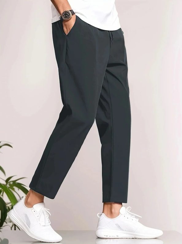 Cropped Tapered Leg Trousers for Men - Grey