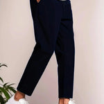 Cropped Tapered Leg Trousers for Men - Navy Blue