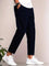 Cropped Tapered Leg Trousers for Men - Navy Blue
