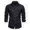 Button-Down Denim Shirt for Men - Black