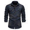 Button-Down Denim Shirt for Men - Navy