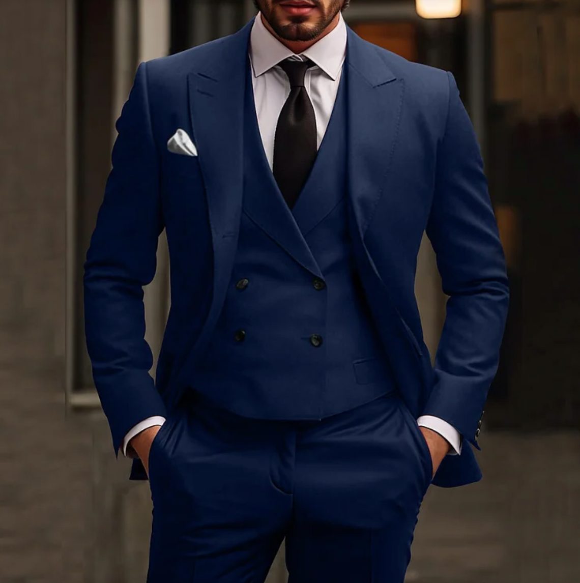 Double-Breasted Blazer Set for Men - Navy