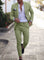 Double-Breasted Linen Blazer Suit Set for Men - grün
