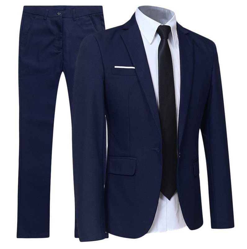 Double-Breasted Suit Set for Men - Blau