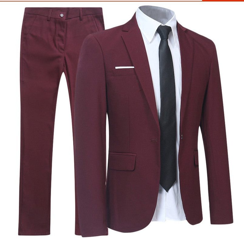 Double-Breasted Suit Set for Men - Rot