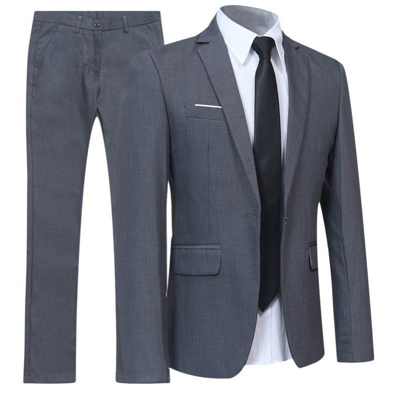 Double-Breasted Suit Set for Men - Grau