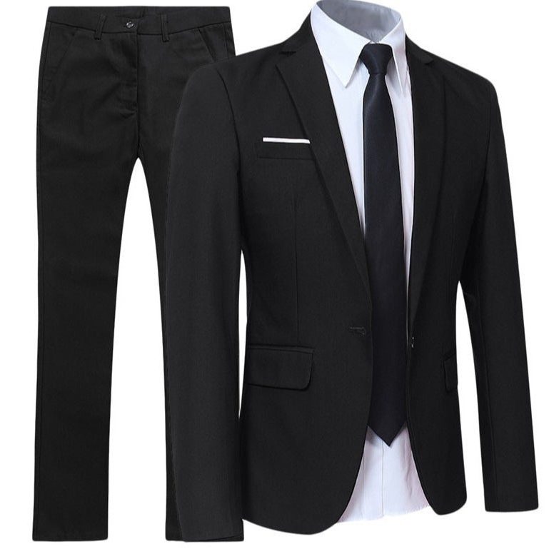 Double-Breasted Suit Set for Men - Schwarz