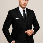 Double-Breasted Three-Piece Suit for Men - Black