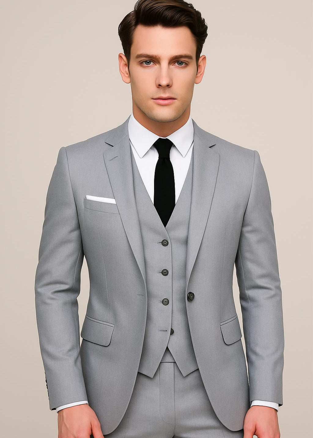 Double-Breasted Three-Piece Suit for Men - Grey