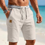Drawstring Linen Shorts for Men - White