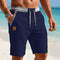 Drawstring Linen Shorts for Men - Navy Blue