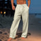 Drawstring Linen Straight Leg Trousers for Men - Khaki