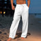 Drawstring Linen Straight Leg Trousers for Men - White