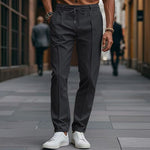 Drawstring Straight Leg Chino Trousers for Men - Black