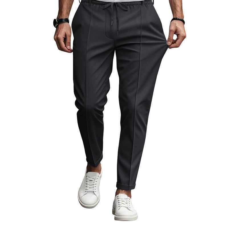 Drawstring Straight Leg Chino Trousers for Men - View 5